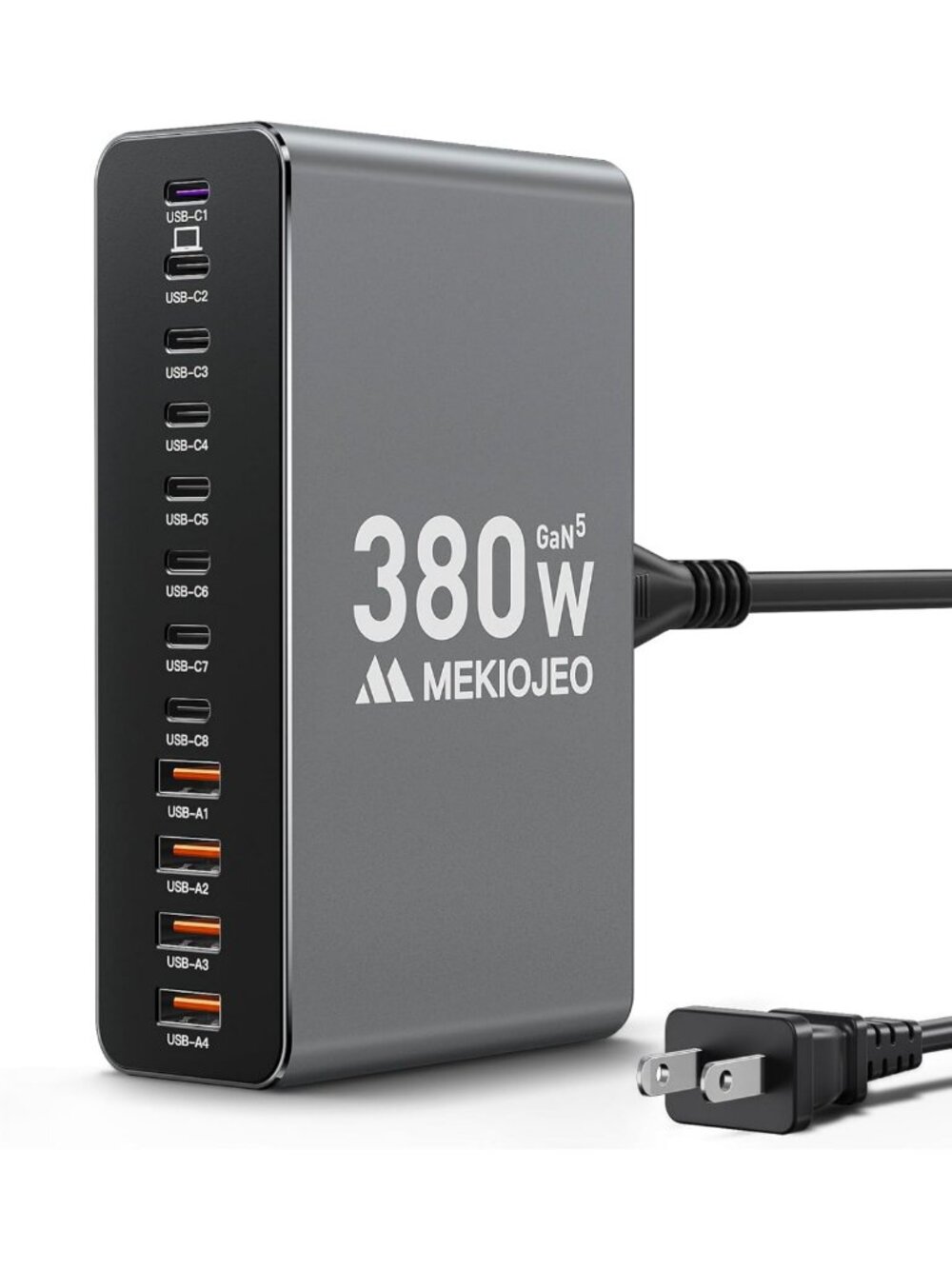 12 Ports Aluminum Alloy MEKIOJEO 380W Charging Station USB C Charger Block